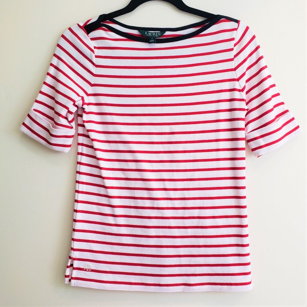 LAUREN Ralph Lauren Cotton Boatneck Top, M
